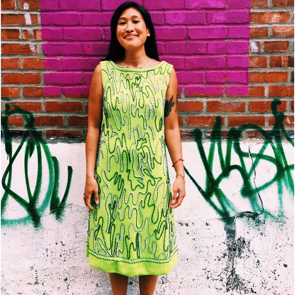 Vintage beaded dress from the 60s in wool